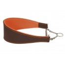 Ace Padded Half Check, Training, Martingale Genuine Leather Dog Collar :: BROWN with ORANGE LINING ::